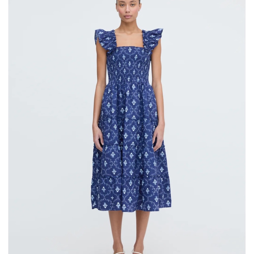 Hill House Ellie Nap Dress, Navy Trellis, S